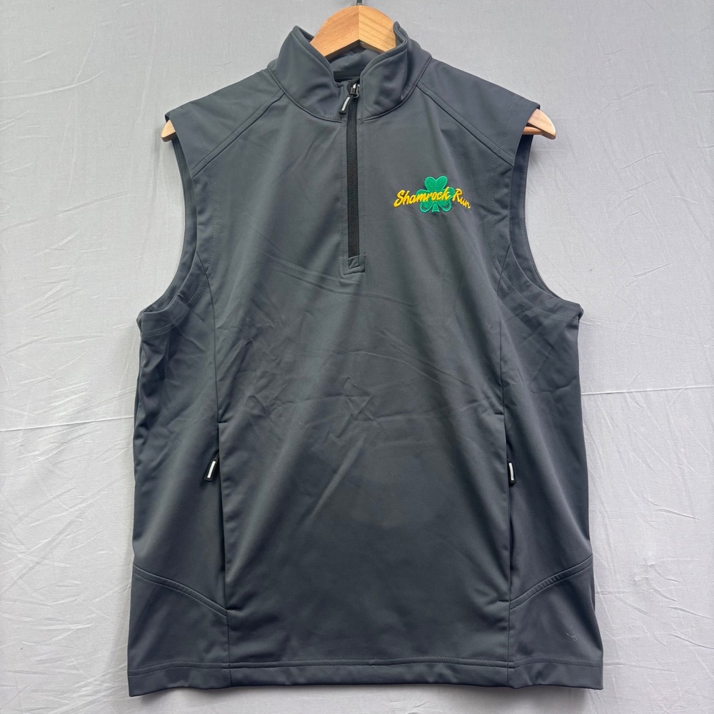 Core 365 Mens Shamrock Run Quarter Zip Performance Vest Gray Small